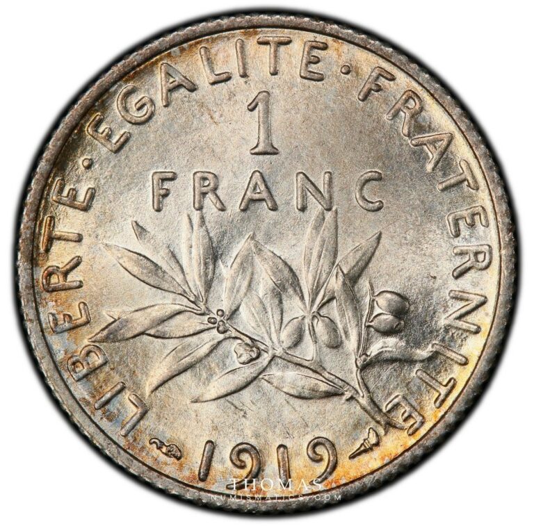 1 franc semeuse reverse 1919 PCGS MS 64-2