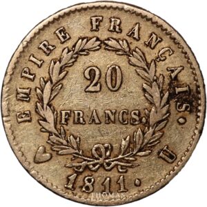 20 francs gold or 1811 turin reverse