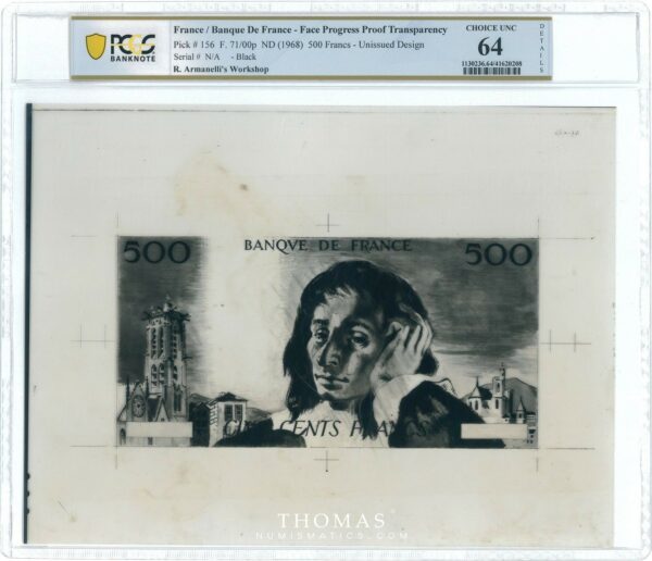 500 francs pascal proof obverse Bank France