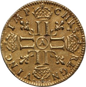 louis XIV gold or meche longue 1652 A reverse -1