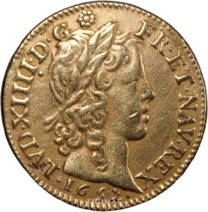 louis XIV gold or meche longue 1652 A obverse -1