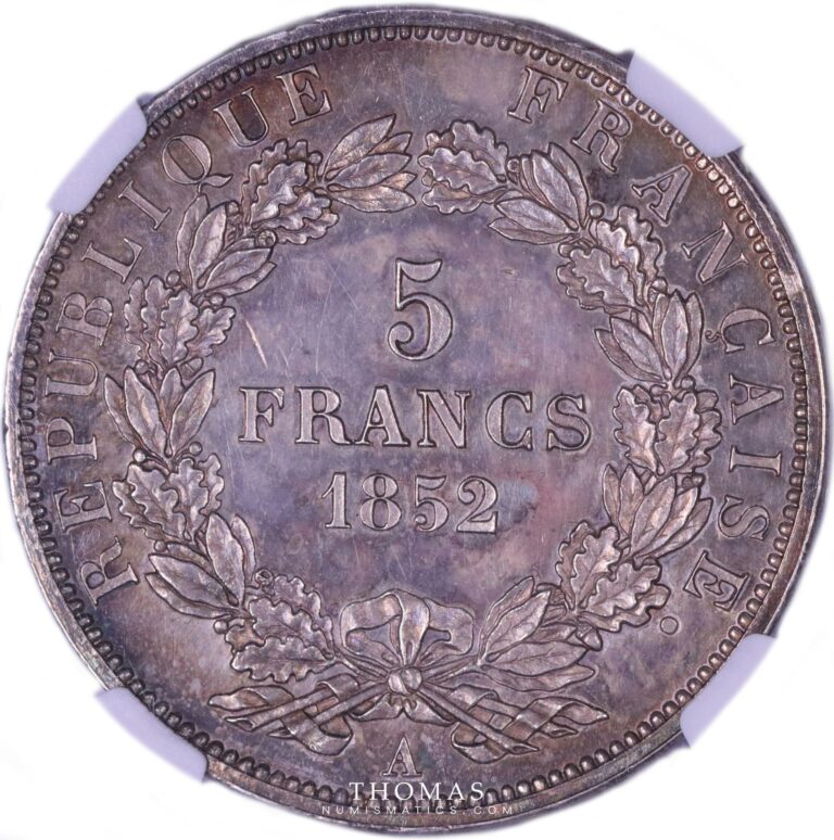 revers 5 francs 1852 A napoleon NGC proof 61
