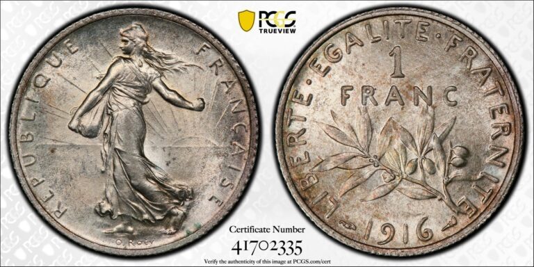 1 franc semeuse 1916 pcgs ms 63 -2
