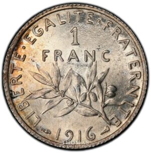 1 franc semeuse 1916 PCGS MS 63 reverse