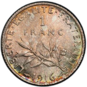 1 franc semeuse 1916 reverse PCGS MS 65