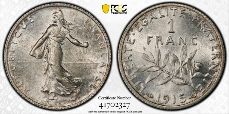 1915 1 franc semeuse PCGS MS63-2