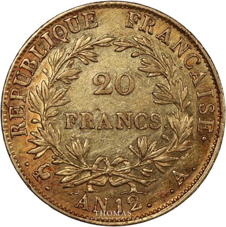 20 francs or napoleon I reverse an 12A buste intermediaire