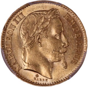 20 francs or pcgs ms 62 avers 1868 BB