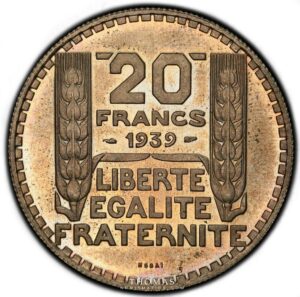 20 francs turin 1939 trial reverse PCGS SP 66