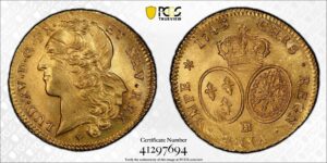 Louis XV - Double louis or bandeau 1743 BB strasbourg pcgs ms 63 The Treasure of Rue Mouffetard
