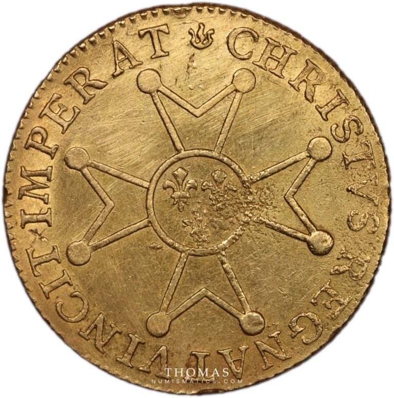 gold louis or louis xv croix de saint esprit 1718 D reverse