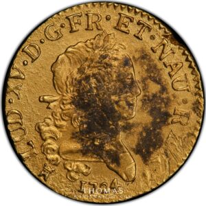 Louis xv gold louis dor mirliton 1724 M obverse PCGS saltwater treasure chameau-2