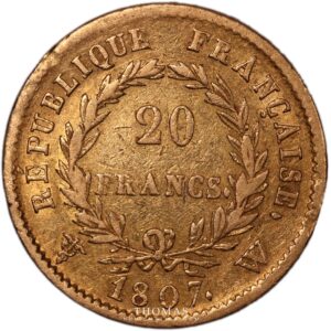 Napoleon I gold or 1807 W reverse lille-2