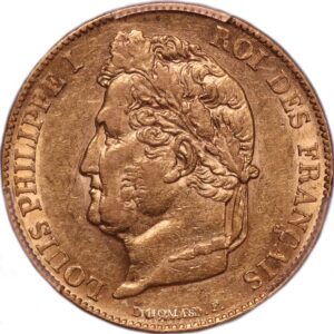 gold 20 francs or 1848 A obverse louis philippe I PCGS AU 53