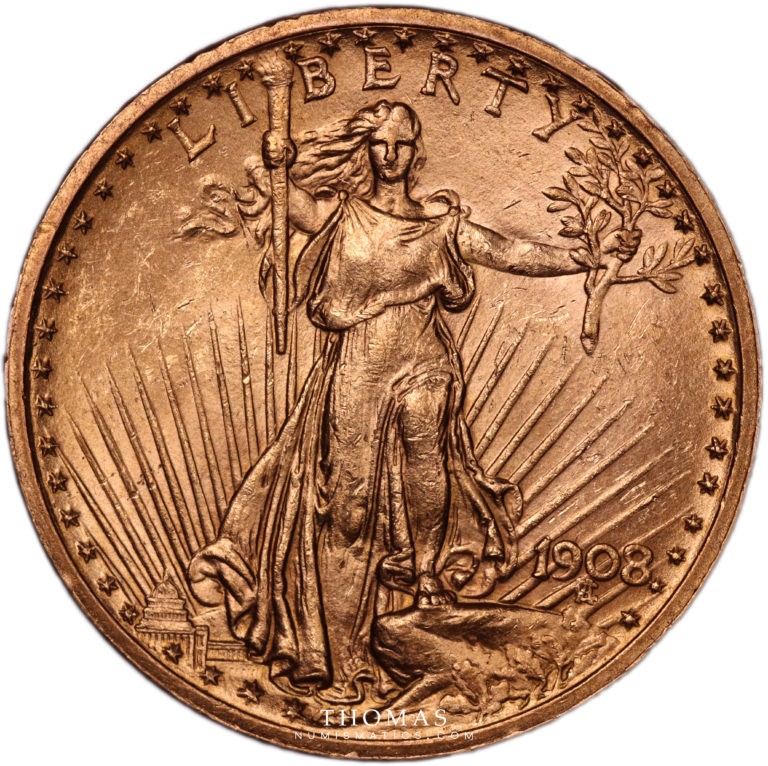 20 dollars or liberty 1908 avers