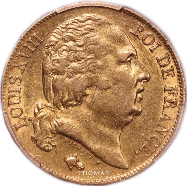 20 francs or gold 1818 A louis xviii PCGS AU 55 obverse