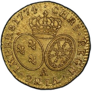 Gold Louis or vieille tete 1774 A PCGS MS 61 reverse