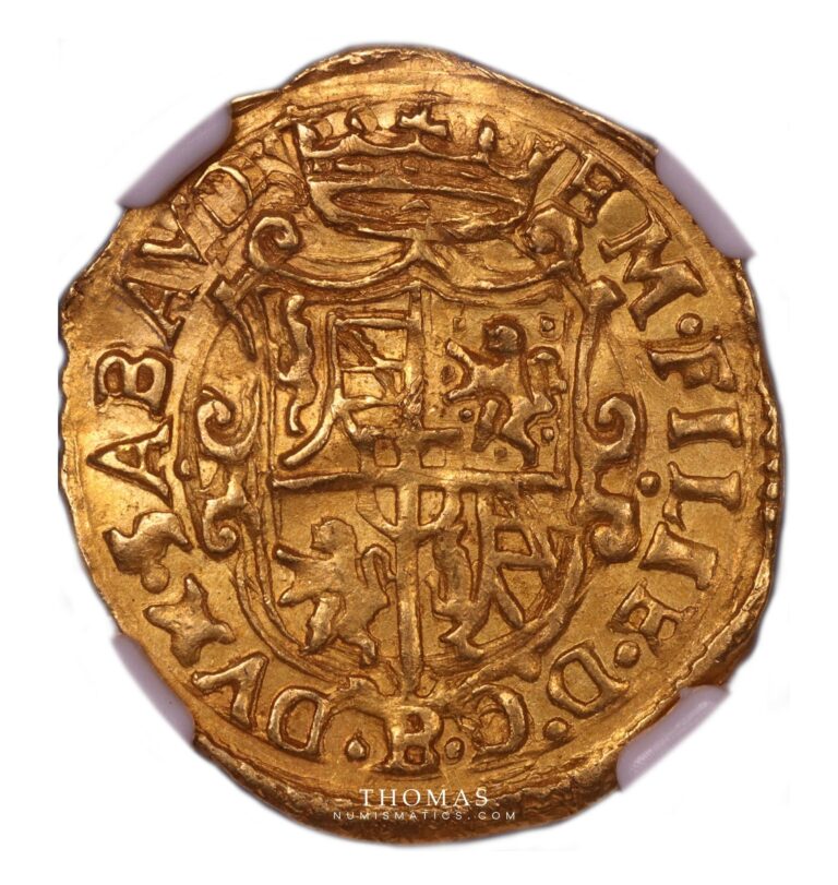 savoy gold scudo d'or del sole 1579 emmanuel philibert ngc au 58 obverse