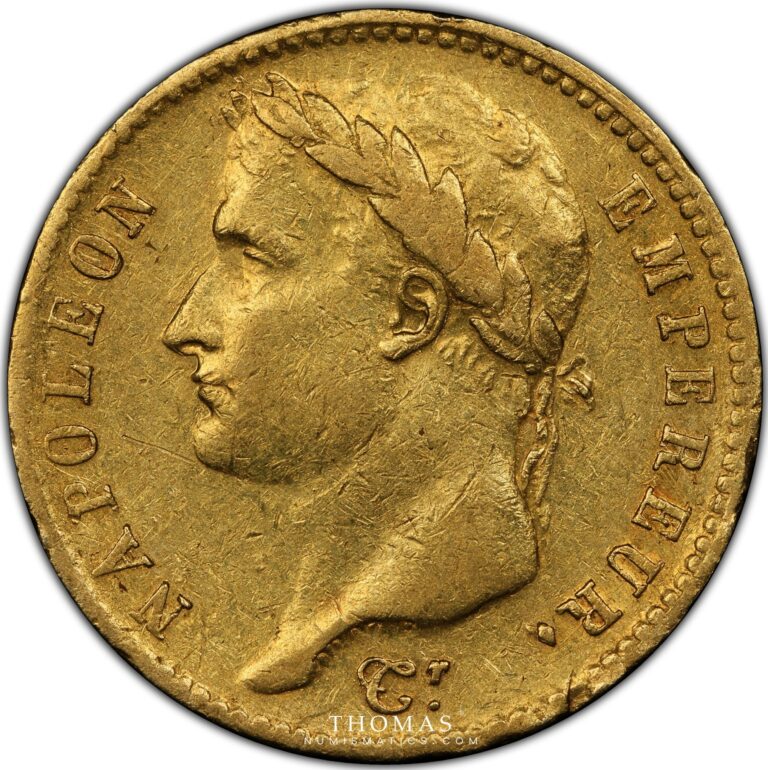 gold 20 francs or 1809 K obverse PCGS AU 50