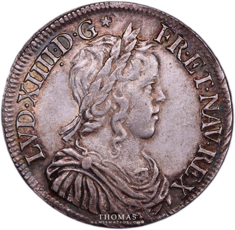 demi ecu meche longue louis xiv 1651 A avers