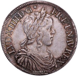 Half ecu meche longue louis xiv 1651 A obverse