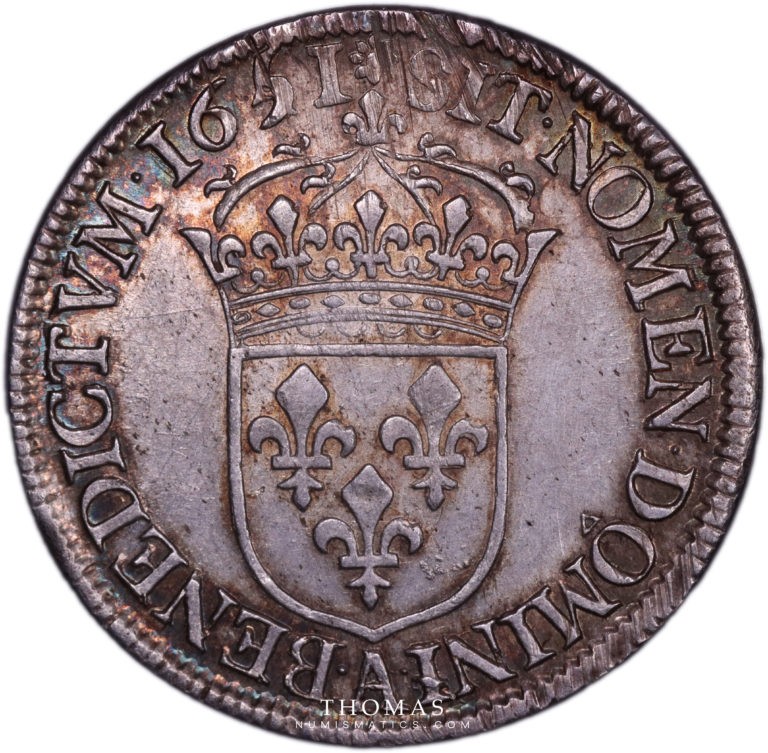 demi ecu meche longue louis xiv 1651 A revers