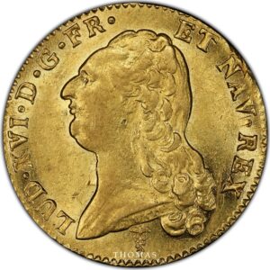 Gold double louis xvi or 1790 K PCGS AU 58 obverse