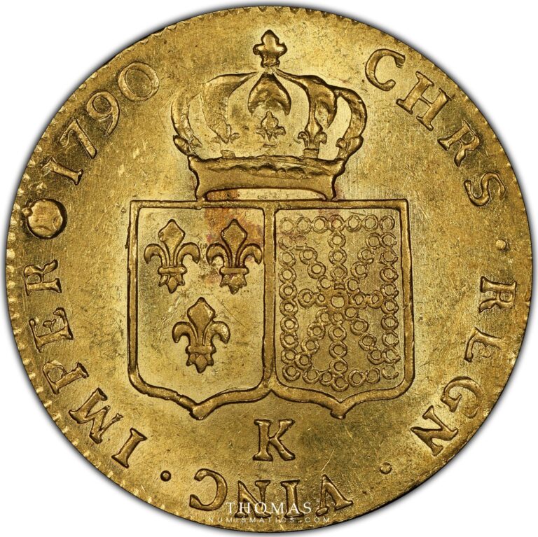 Gold double louis xvi or 1790 K PCGS AU 58 reverse