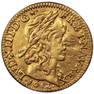 louis xiii demi louis or 1642 A obverse gold