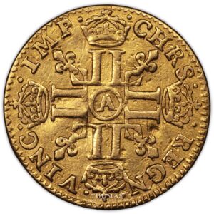 louis xiii demi louis or 1642 A reverse gold