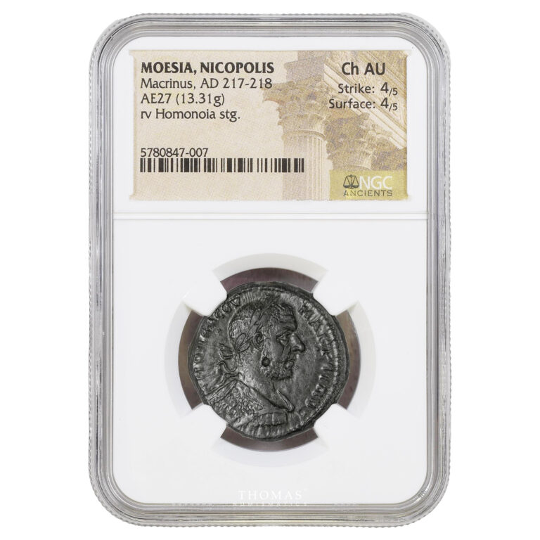 Monnaie Romaine - Macrin - Moésie Nicopolis - Bronze - NGC AU Varb.3443 v.bronze-Slab