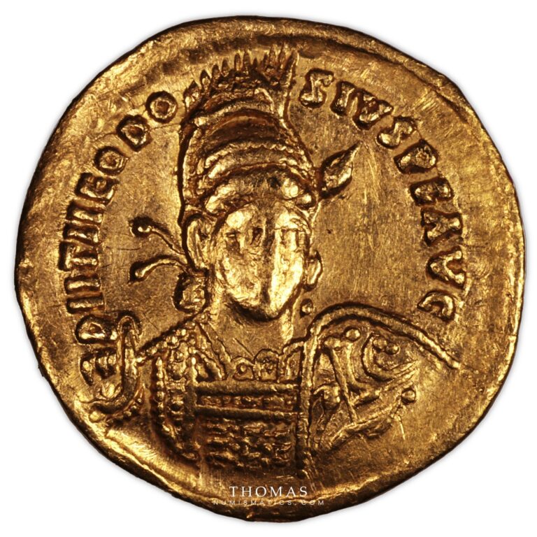 theodose II solidus or constantinople obverse gold
