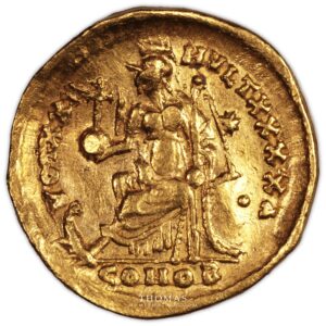theodose II solidus or constantinople reverse gold