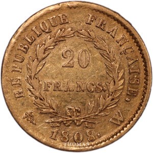 20 francs or 1808 W revers