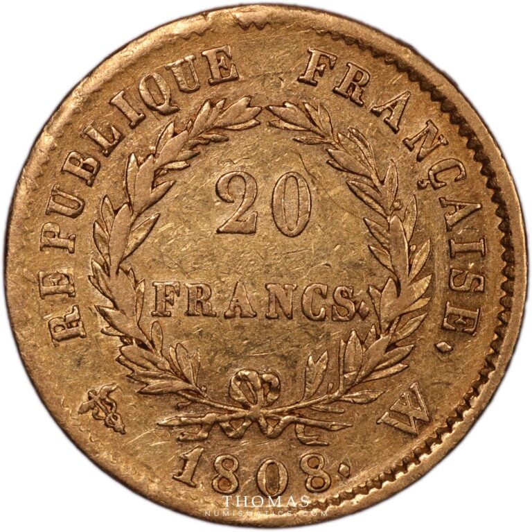 20 francs gold or 1808 W reverse