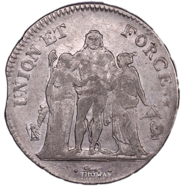 5 francs union et force clippe avers