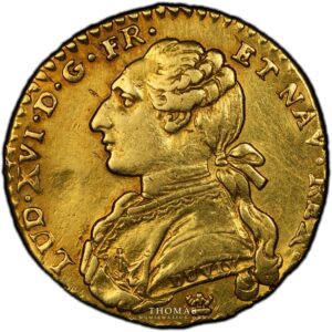 Gold half louis xvi or au buste habille 1777 I obverse Louis XVI