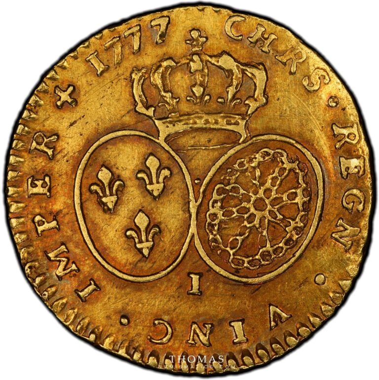 Gold half louis xvi or au buste habille 1777 I reverse Louis XVI