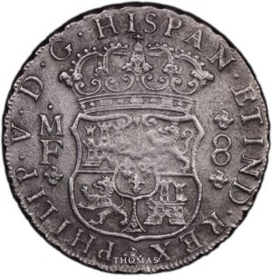 Mexico 8 reales 1737 MF Philippe V shipwreck Rooswijk avers