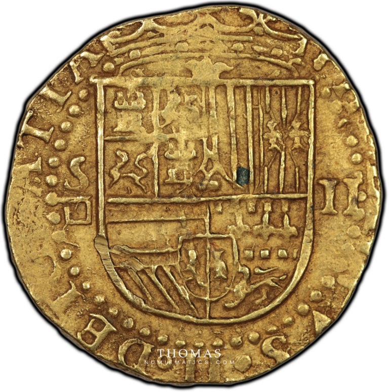 2 escudos philippe II or avers
