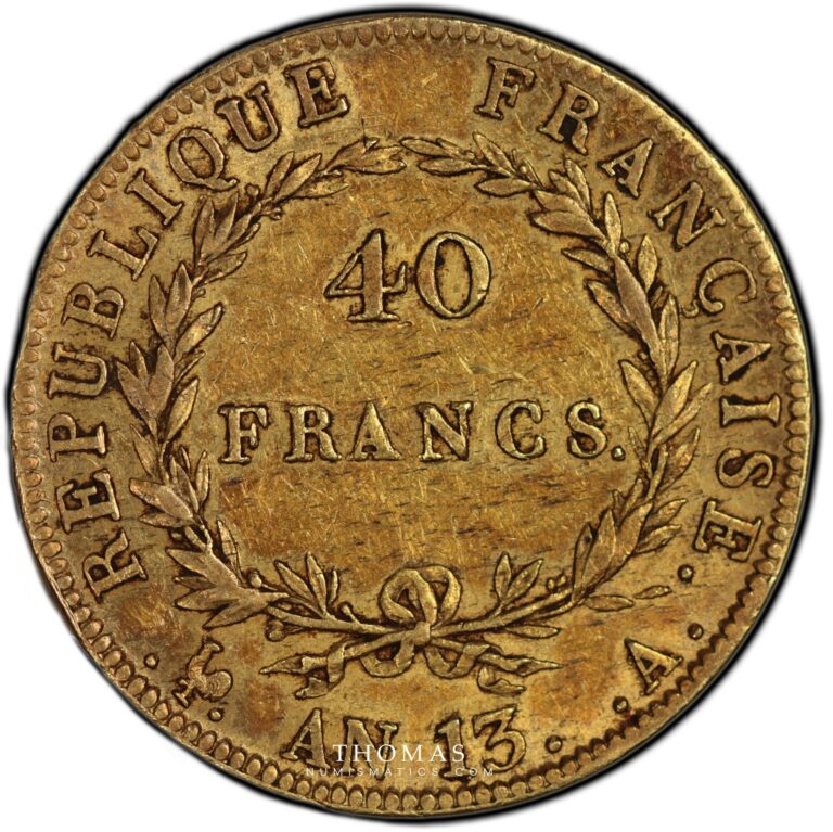 Gold 40 francs or an 13 A reverse