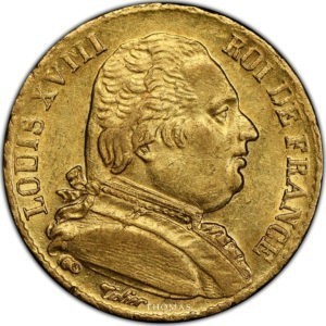 20 francs or louis xviii 1814 K PCGS AU 58 avers