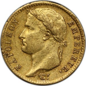 20 francs or napoleon I 1810 K PCGS AU 50 avers