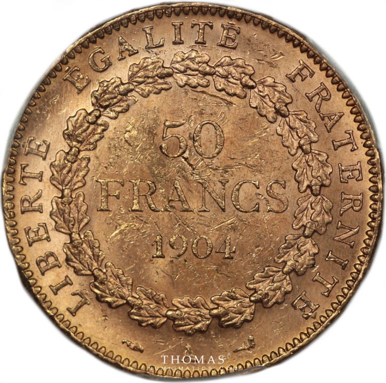 50 francs or 1904 PCGS MS 62 revers