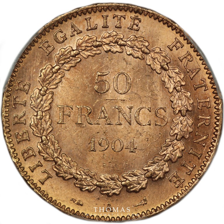 50 francs or 1904 PCGS MS 63 plus revers