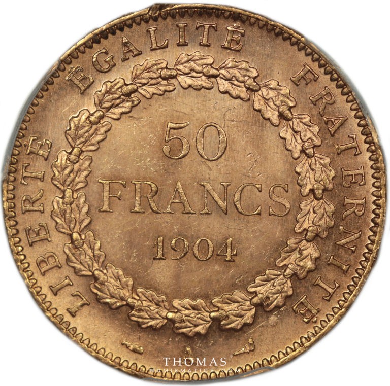 50 francs or 1904 PCGS MS 63 revers