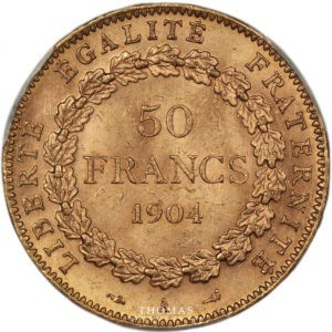 50 francs or 1904 PCGS MS 64 revers