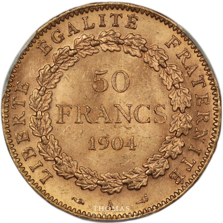 50 francs or 1904 PCGS MS 64 revers