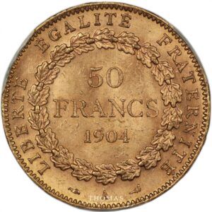50 francs or 1904 PCGS MS 64 reverse
