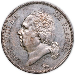5 francs 1824 MA marseille louis xviii avers